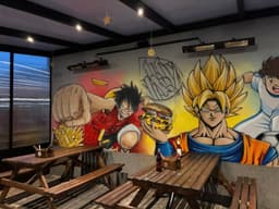 Restaurant Interior mit Anime-Wandmalerei